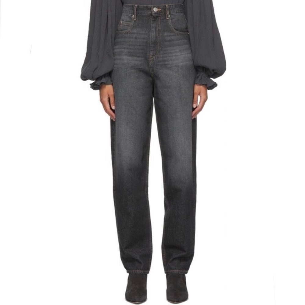 Isabel Marant Corsy black high-rise tapered leg jeans. 🖤
